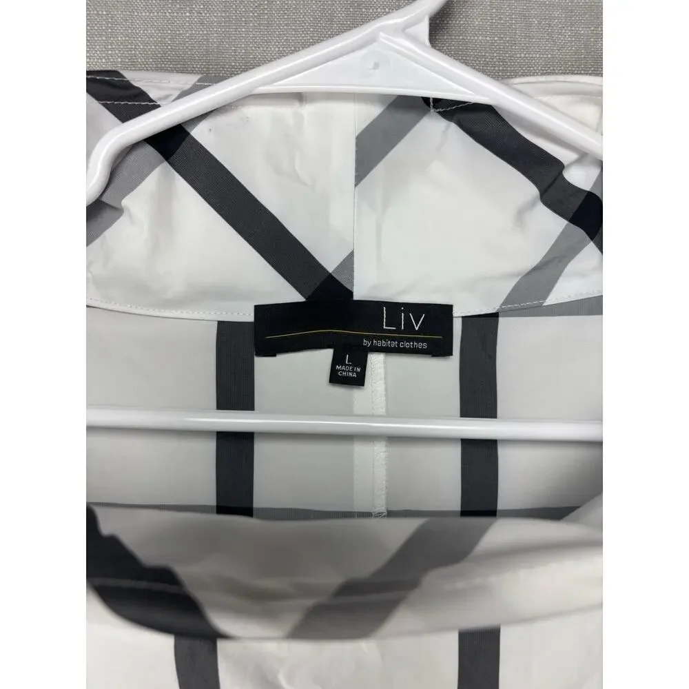 Liv by Habitat Sleeveless Top L Gray & White Plaids